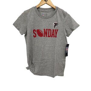 NFL Heathered Boatneck Sunday Tee Falcons Womens Small Gray Cotton Blend Top NEW